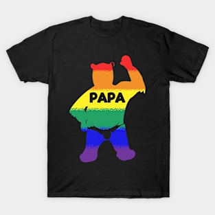 Papa Bear Waving Bear with Gay Pride T-Shirt